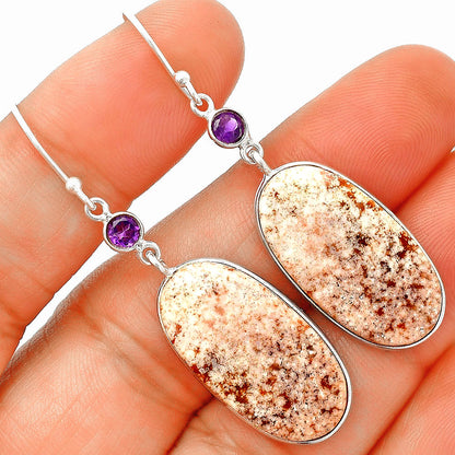Natural Red Moss Agate & Amethyst Earrings E-1002 SDE84055