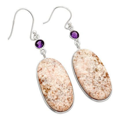 Natural Red Moss Agate & Amethyst Earrings E-1002 SDE84055