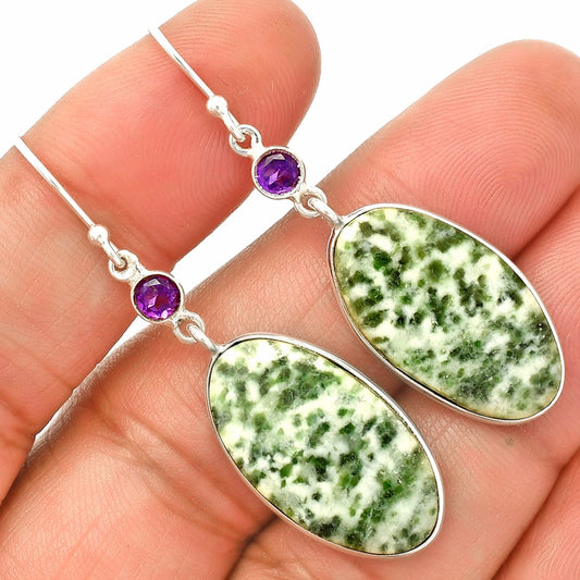 Natural Dioptase & Amethyst Earrings E-1002 SDE84061