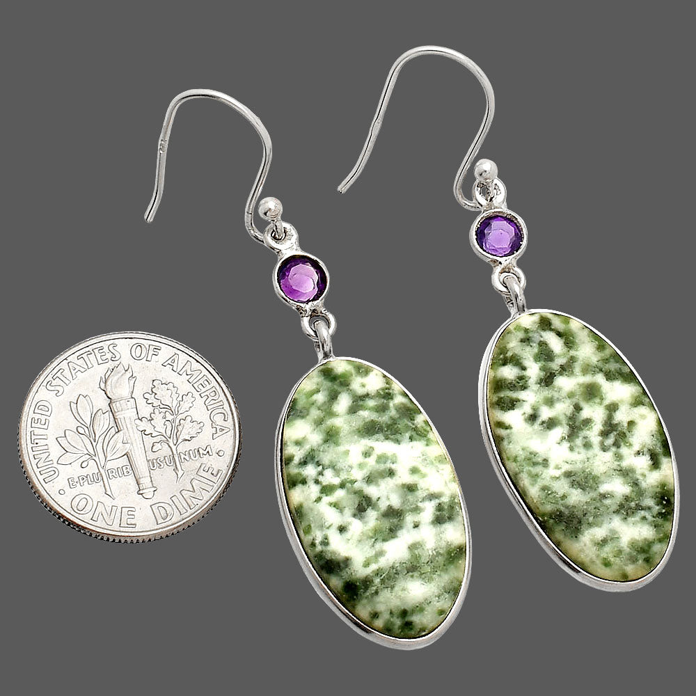 Natural Dioptase & Amethyst Earrings E-1002 SDE84061