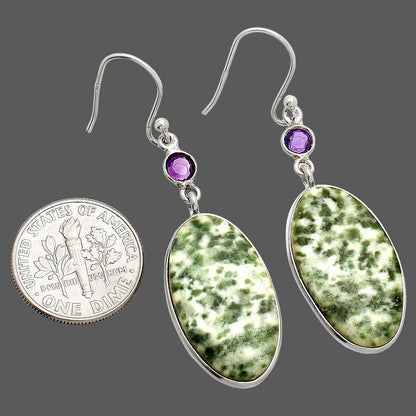 Natural Dioptase & Amethyst Earrings E-1002 SDE84061