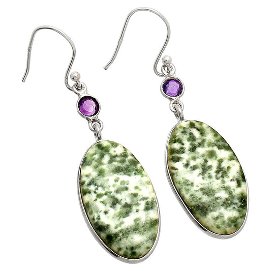 Natural Dioptase & Amethyst Earrings E-1002 SDE84061