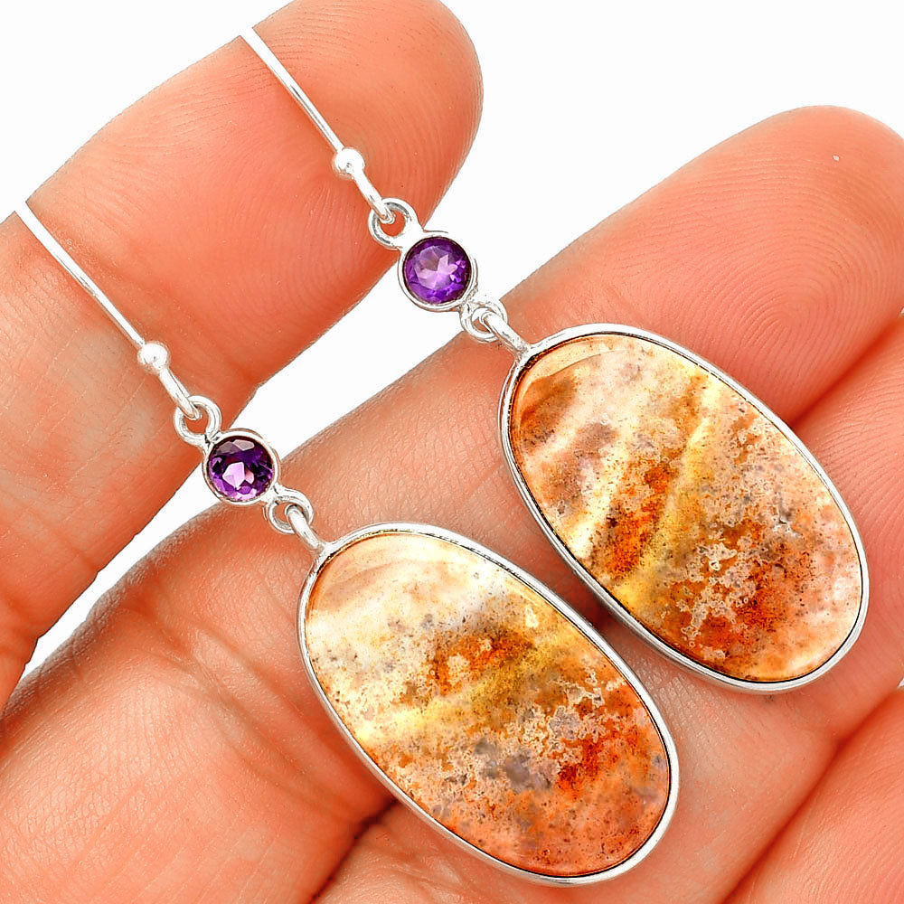 Natural Red Moss Agate & Amethyst Earrings E-1002 SDE84062