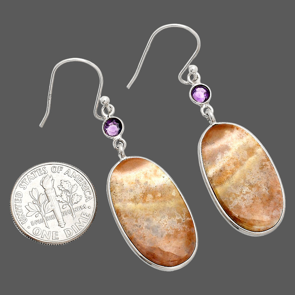 Natural Red Moss Agate & Amethyst Earrings E-1002 SDE84062