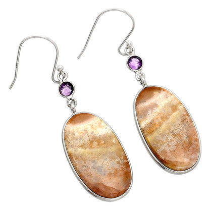 Natural Red Moss Agate & Amethyst Earrings E-1002 SDE84062