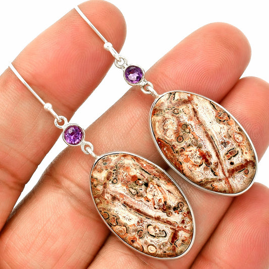 Leopard Skin Jasper & Amethyst Earrings E-1002 SDE84063