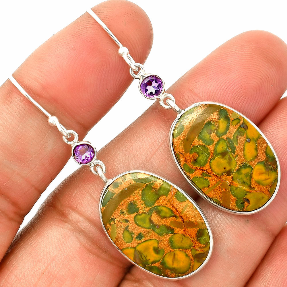 Natural Bamboo Jasper & Amethyst Earrings E-1002 SDE84064