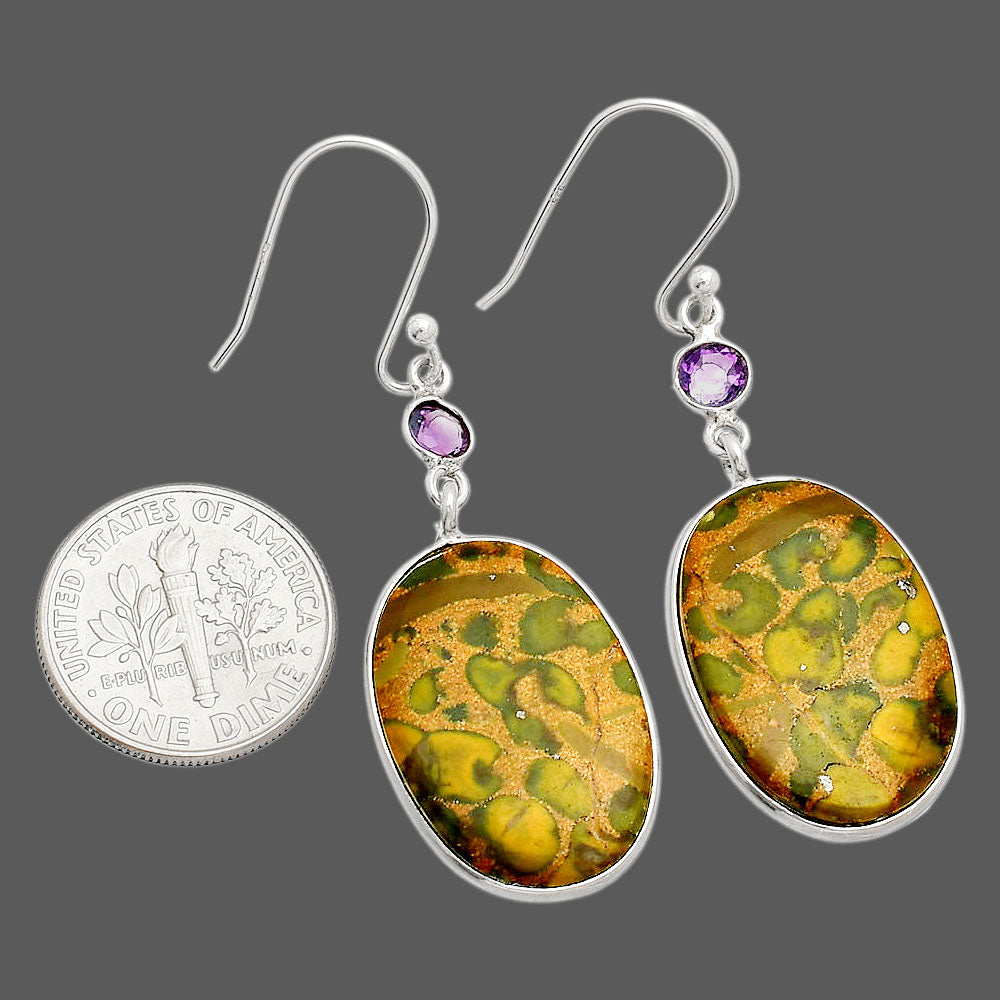 Natural Bamboo Jasper & Amethyst Earrings E-1002 SDE84064