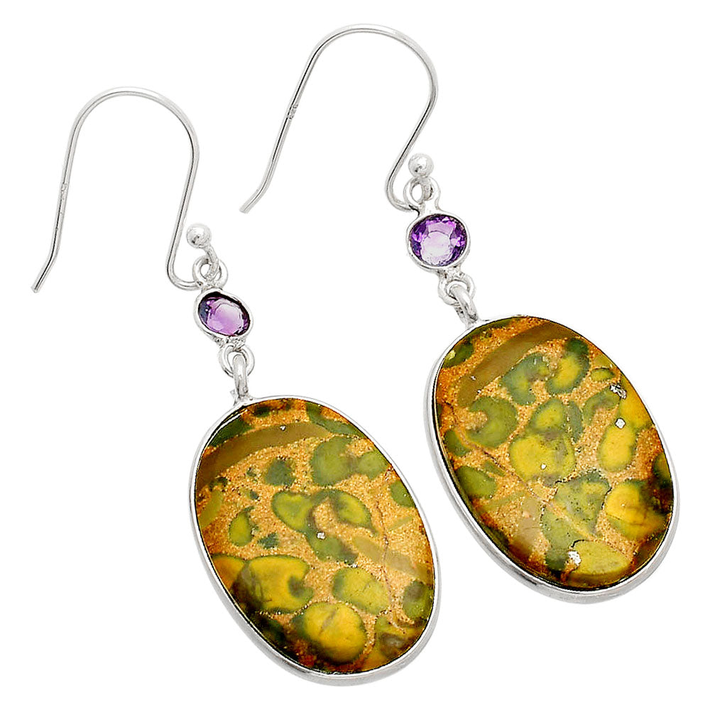 Natural Bamboo Jasper & Amethyst Earrings E-1002 SDE84064