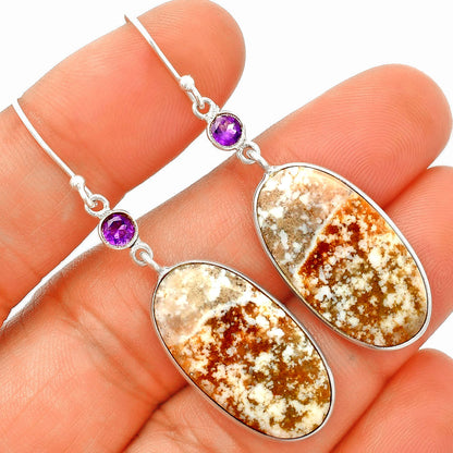 Natural Red Moss Agate & Amethyst Earrings E-1002 SDE84071