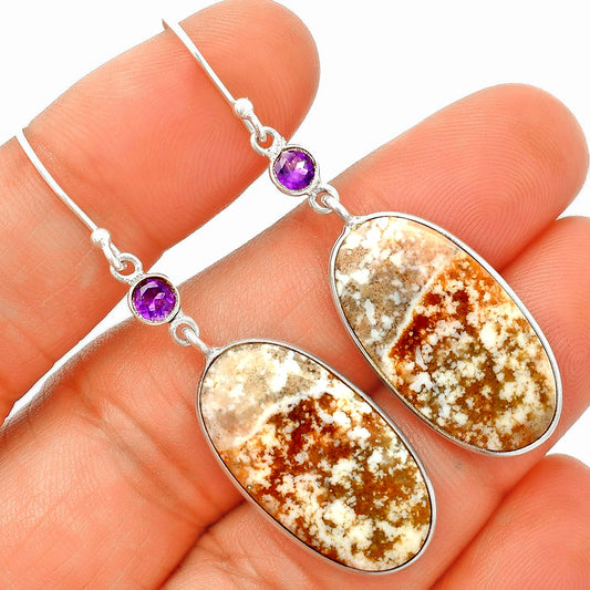 Natural Red Moss Agate & Amethyst Earrings E-1002 SDE84071