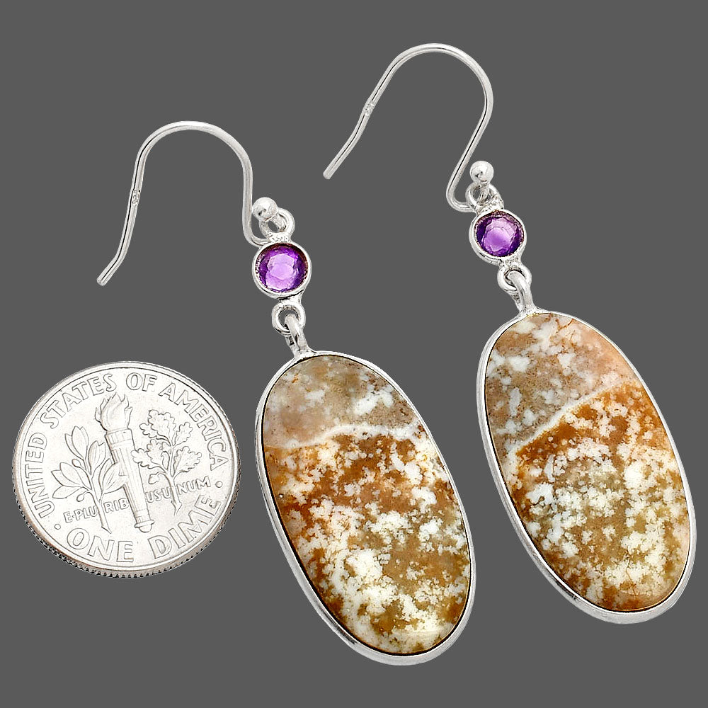 Natural Red Moss Agate & Amethyst Earrings E-1002 SDE84071