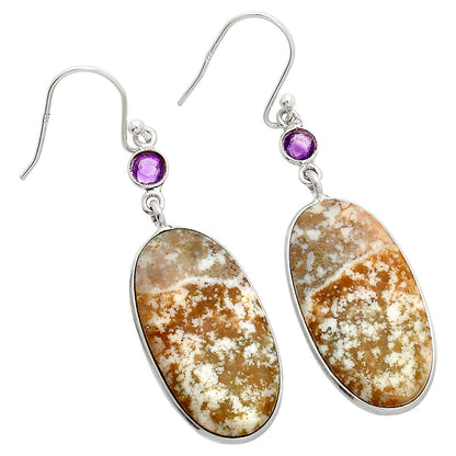 Natural Red Moss Agate & Amethyst Earrings E-1002 SDE84071