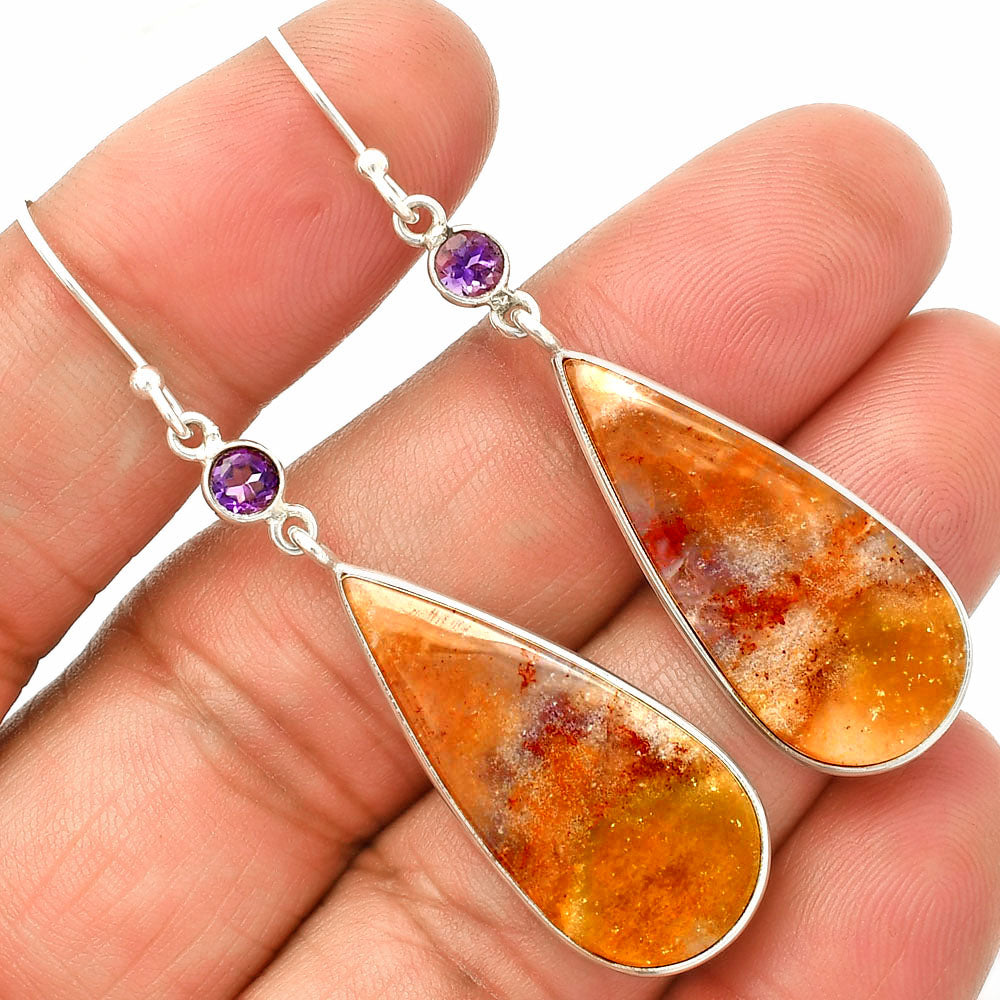 Natural Red Moss Agate & Amethyst Earrings E-1002 SDE84072