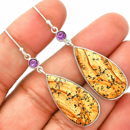 Natural Picture Jasper & Amethyst Earrings E-1002 SDE84074