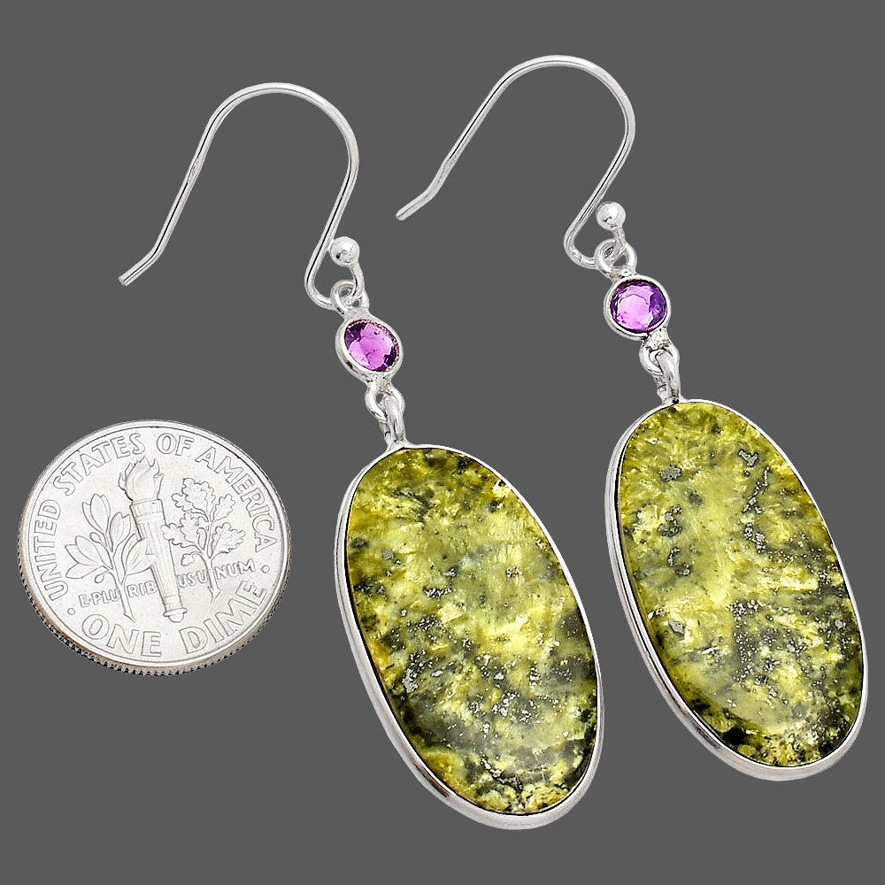 Natural Serpentine & Amethyst Earrings E-1002 SDE84075