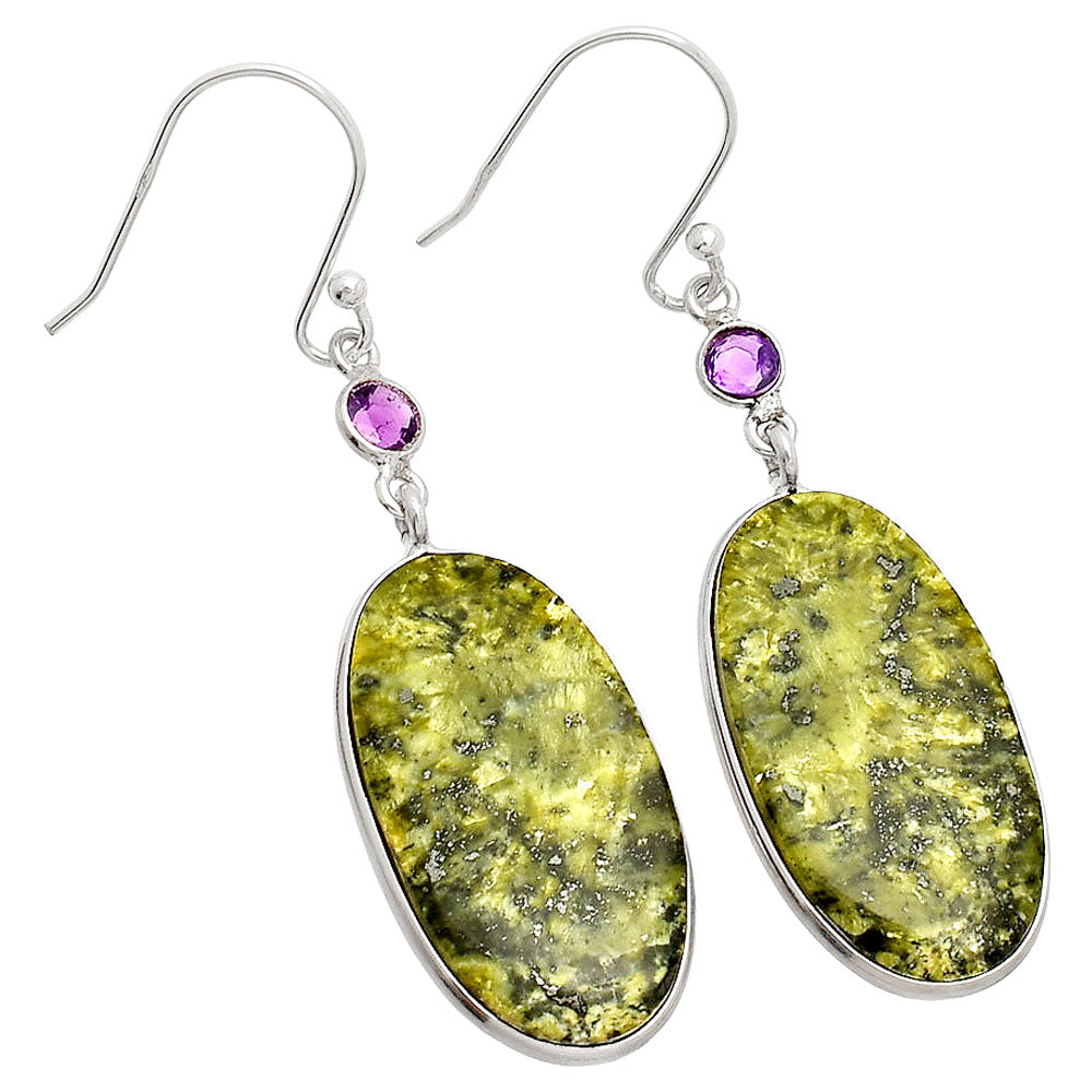 Natural Serpentine & Amethyst Earrings E-1002 SDE84075