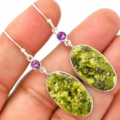 Natural Serpentine & Amethyst Earrings E-1002 SDE84082
