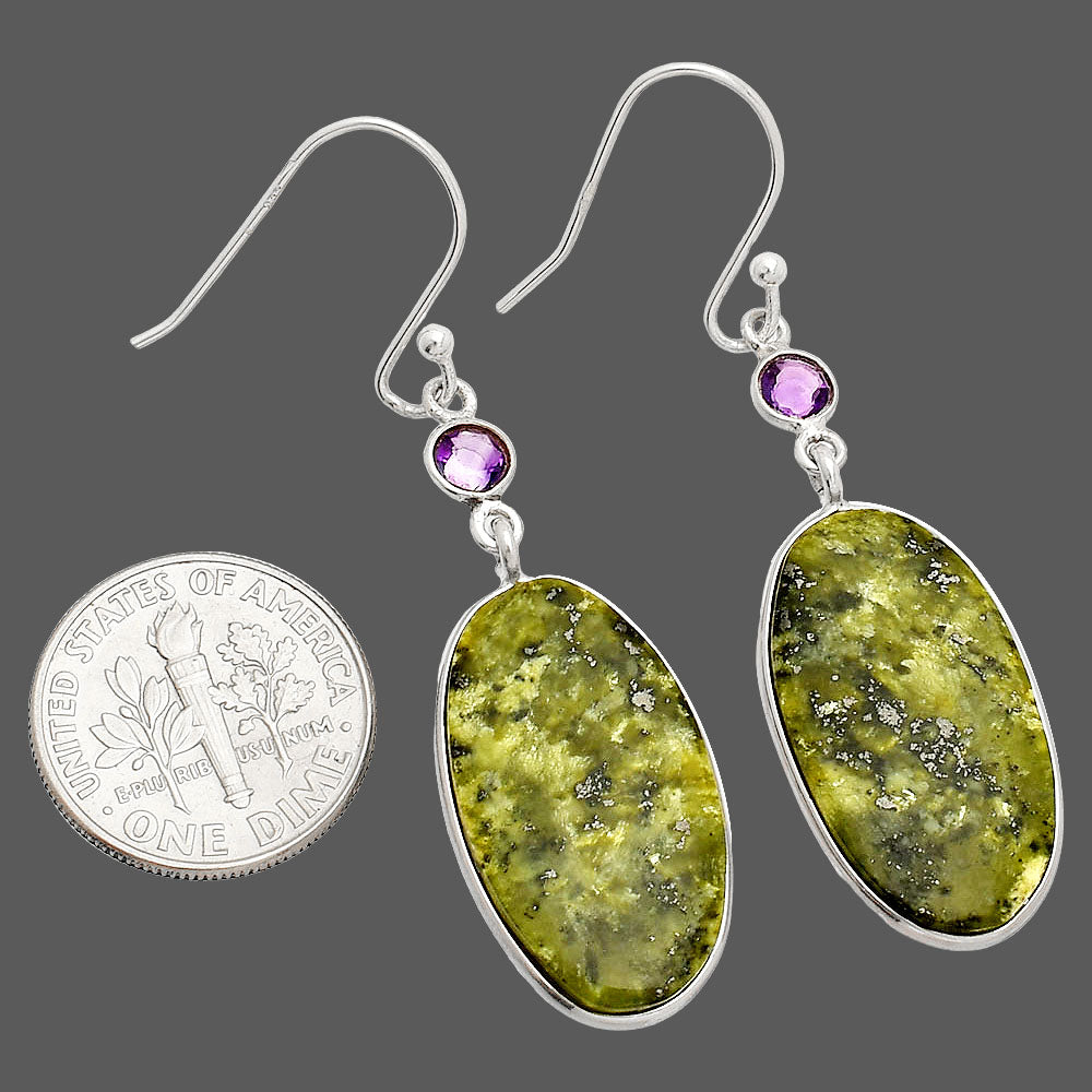Natural Serpentine & Amethyst Earrings E-1002 SDE84082