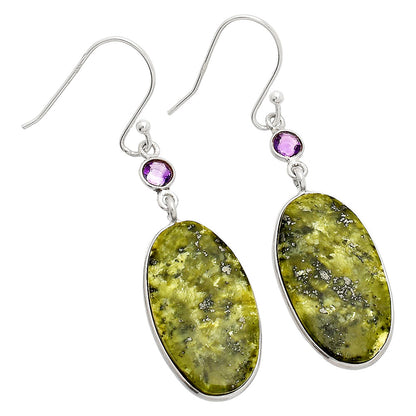Natural Serpentine & Amethyst Earrings E-1002 SDE84082