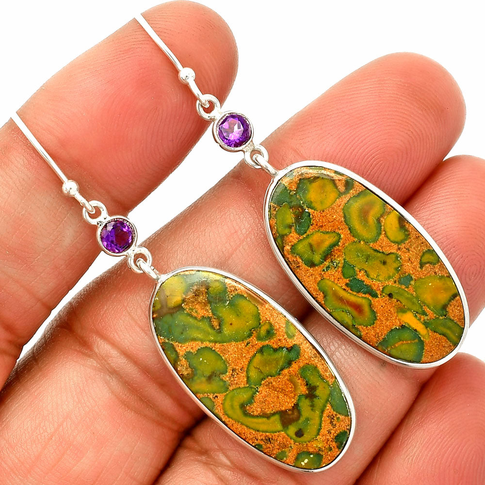 Natural Bamboo Jasper & Amethyst Earrings E-1002 SDE84085