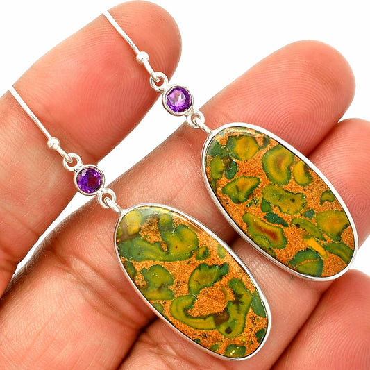 Natural Bamboo Jasper & Amethyst Earrings E-1002 SDE84085