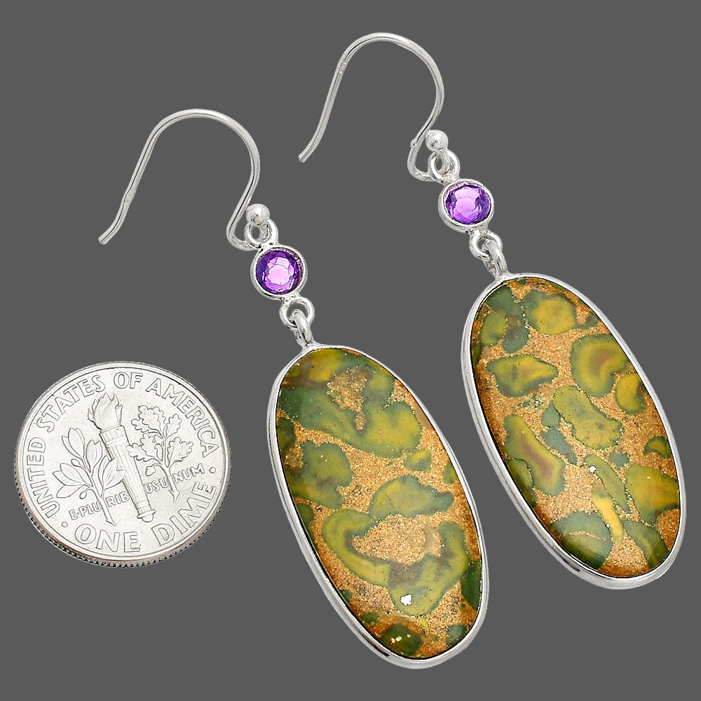 Natural Bamboo Jasper & Amethyst Earrings E-1002 SDE84085