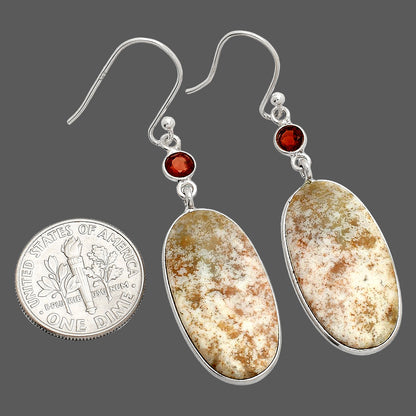 Natural Red Moss Agate & Garnet Earrings E-1002 SDE84089