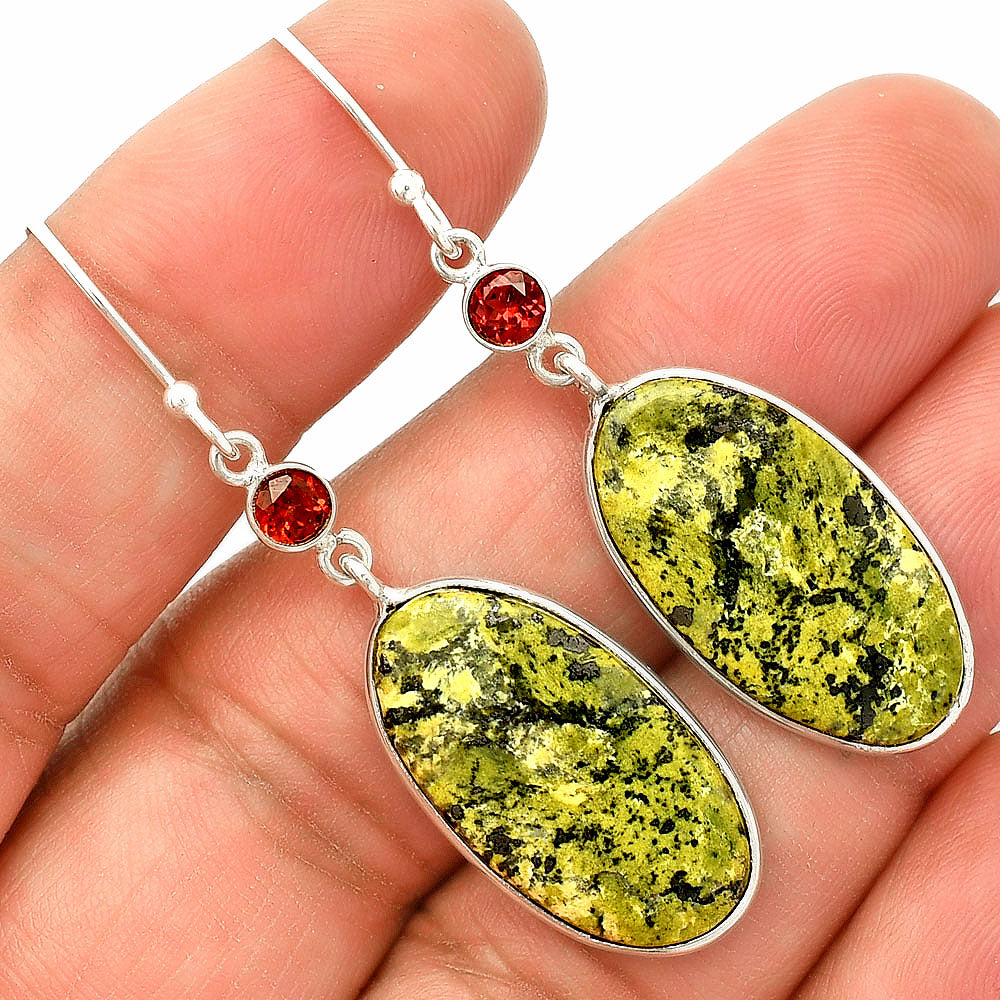 Natural Serpentine & Garnet Earrings E-1002 SDE84093