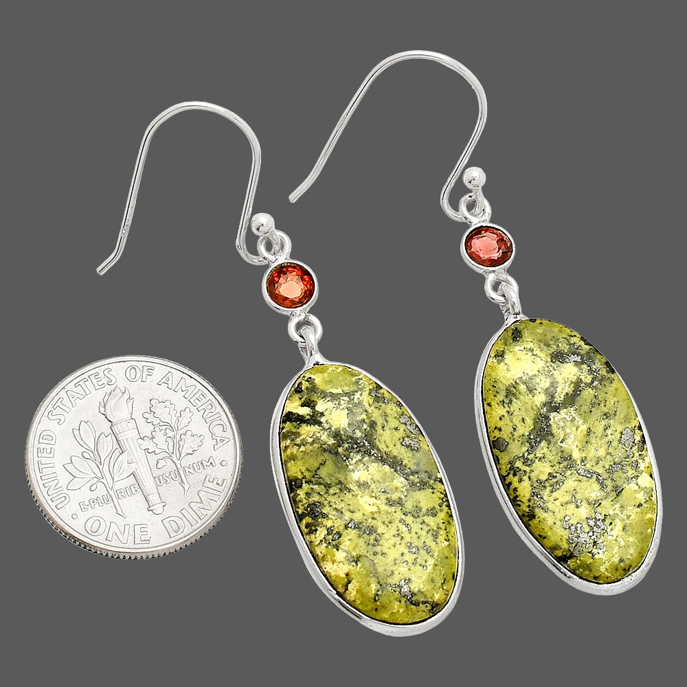 Natural Serpentine & Garnet Earrings E-1002 SDE84093