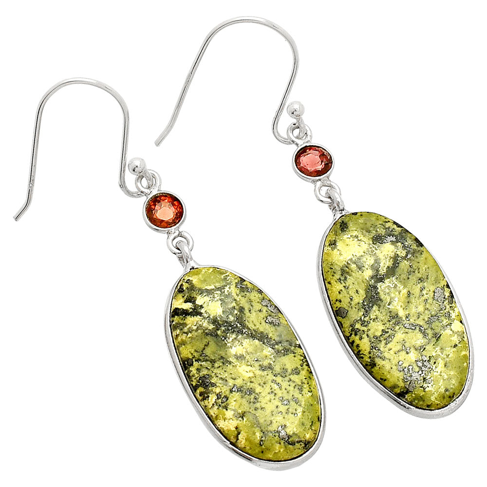 Natural Serpentine & Garnet Earrings E-1002 SDE84093