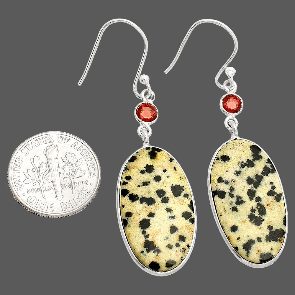Natural Dalmatian & Garnet Earrings E-1002 SDE84098