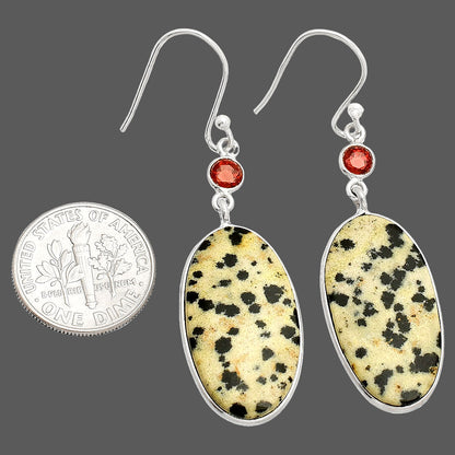 Natural Dalmatian & Garnet Earrings E-1002 SDE84098