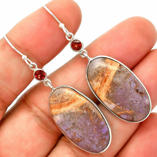 Natural Lavender Jade & Garnet Earrings E-1002 SDE84099