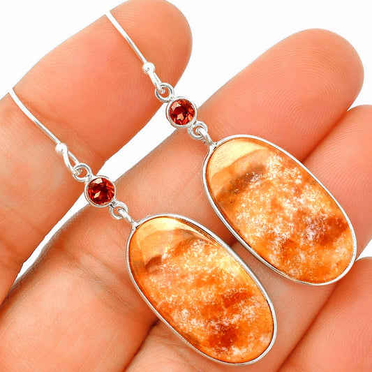 Natural Texas Moss Agate & Garnet Earrings E-1002 SDE84103