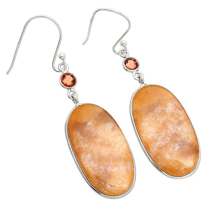 Natural Texas Moss Agate & Garnet Earrings E-1002 SDE84103