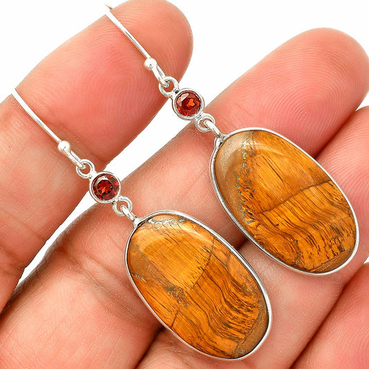 Natural Tiger Eye - Africa & Garnet Earrings E-1002 SDE84104