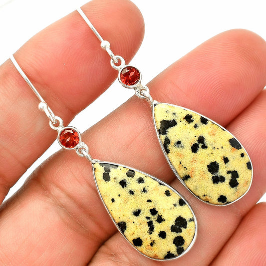 Natural Dalmatian & Garnet Earrings E-1002 SDE84106