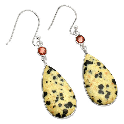 Natural Dalmatian & Garnet Earrings E-1002 SDE84106