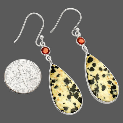 Natural Dalmatian & Garnet Earrings E-1002 SDE84122