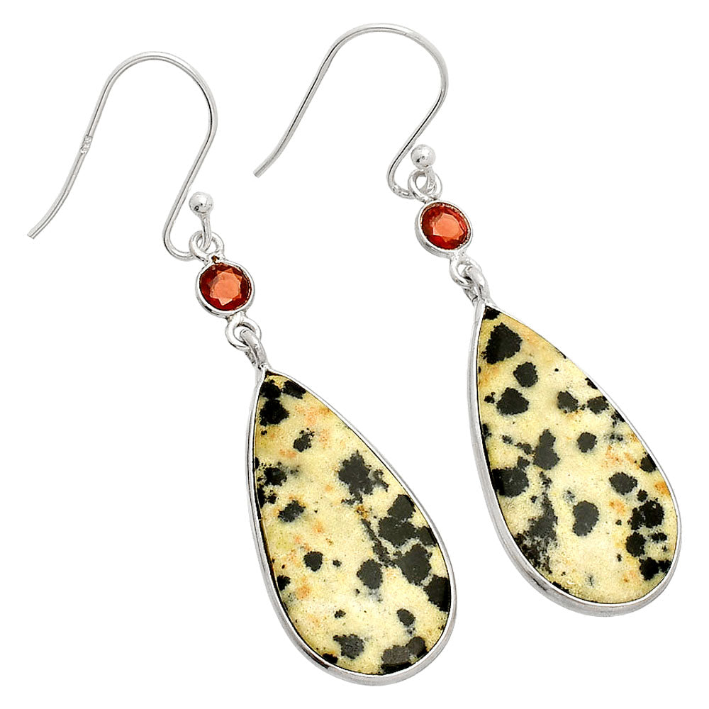 Natural Dalmatian & Garnet Earrings E-1002 SDE84122