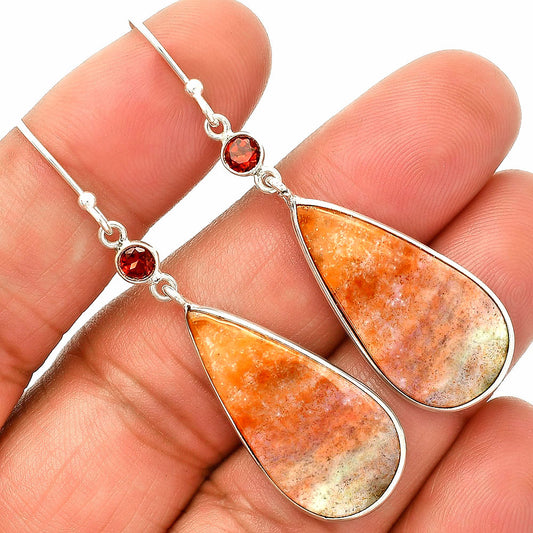 Blood Stone - India & Garnet Earrings E-1002 SDE84125