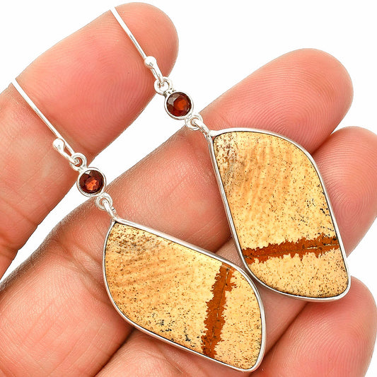Natural Picture Jasper & Garnet Earrings E-1002 SDE84129
