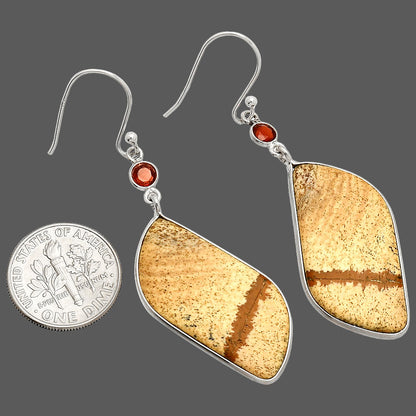 Natural Picture Jasper & Garnet Earrings E-1002 SDE84129