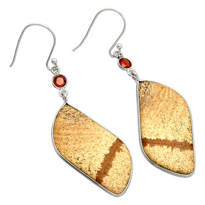 Natural Picture Jasper & Garnet Earrings E-1002 SDE84129