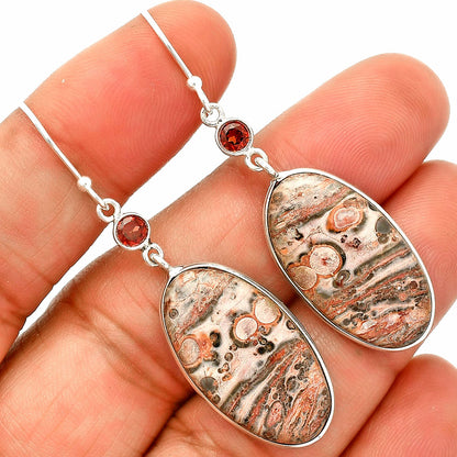 Leopard Skin Jasper & Garnet Earrings E-1002 SDE84142