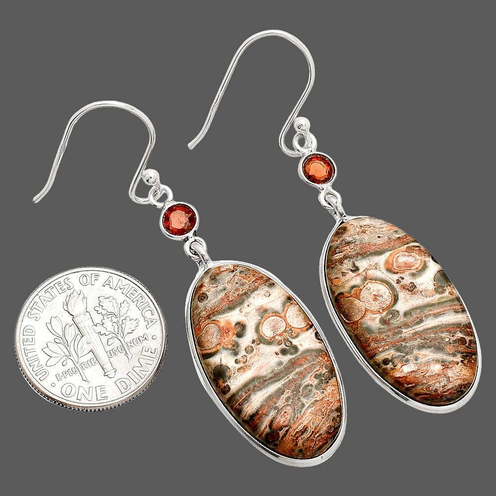 Leopard Skin Jasper & Garnet Earrings E-1002 SDE84142