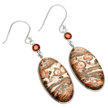 Leopard Skin Jasper & Garnet Earrings E-1002 SDE84142