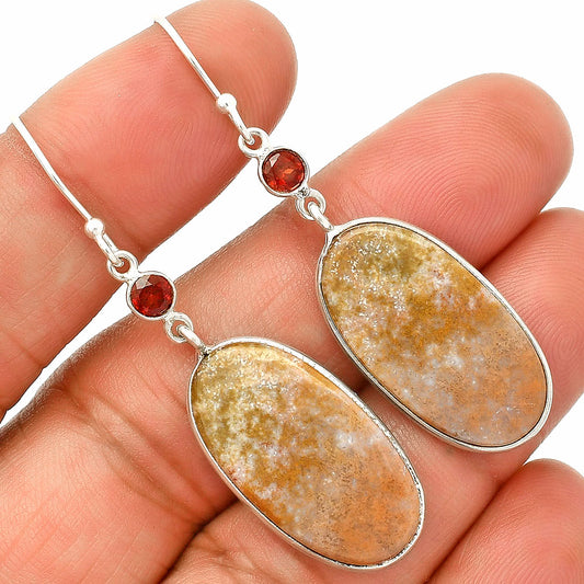 Natural Red Moss Agate & Garnet Earrings E-1002 SDE84150