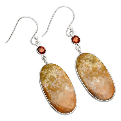 Natural Red Moss Agate & Garnet Earrings E-1002 SDE84150